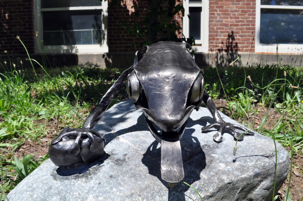 blacksmith made lizard sculpture welded