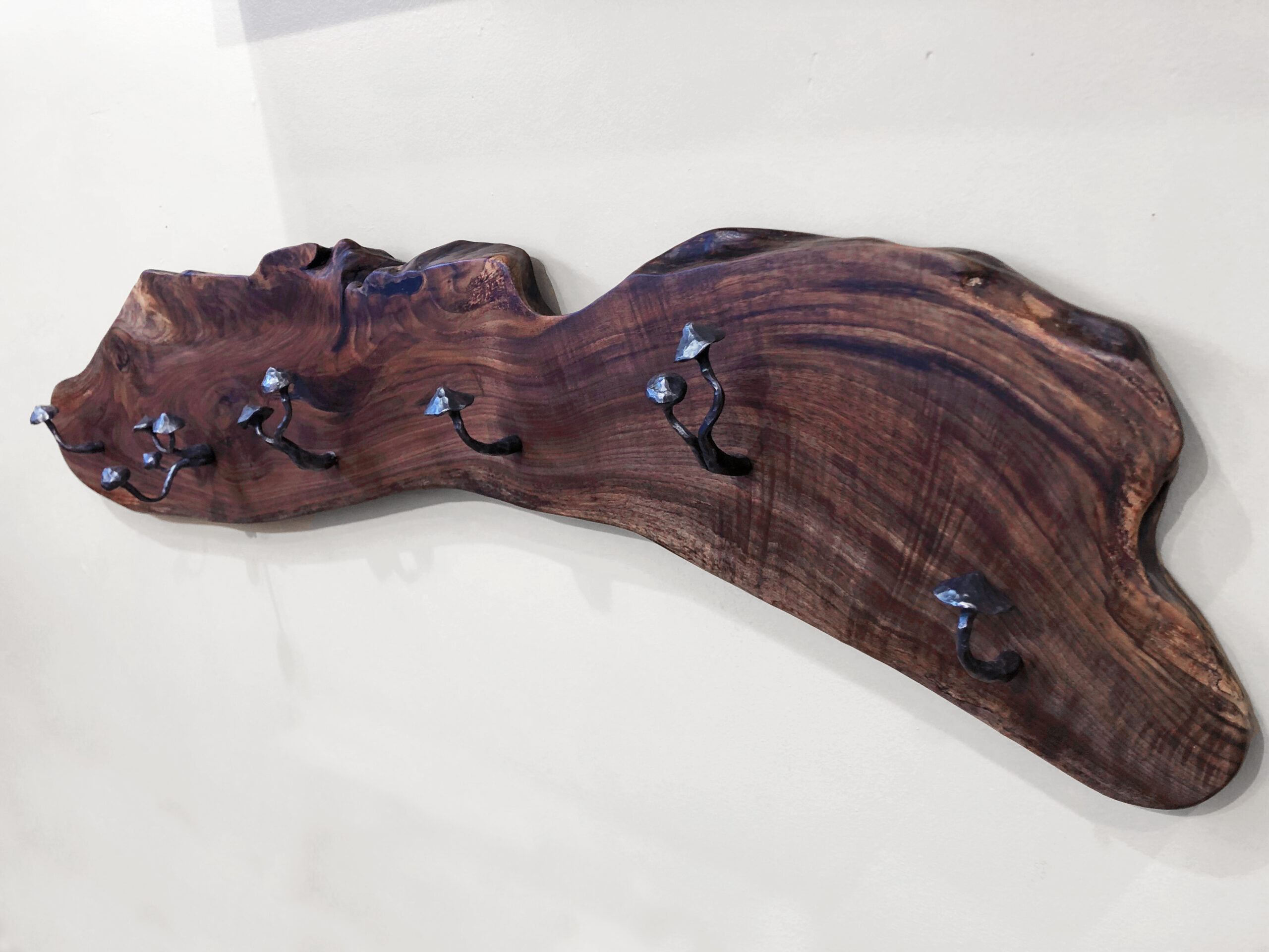 Iron Mushroom Walnut Coat Rack Wall