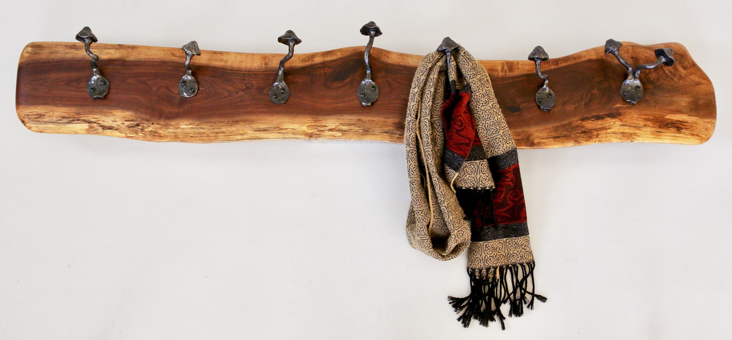 iron mushroom coat rack with scarf