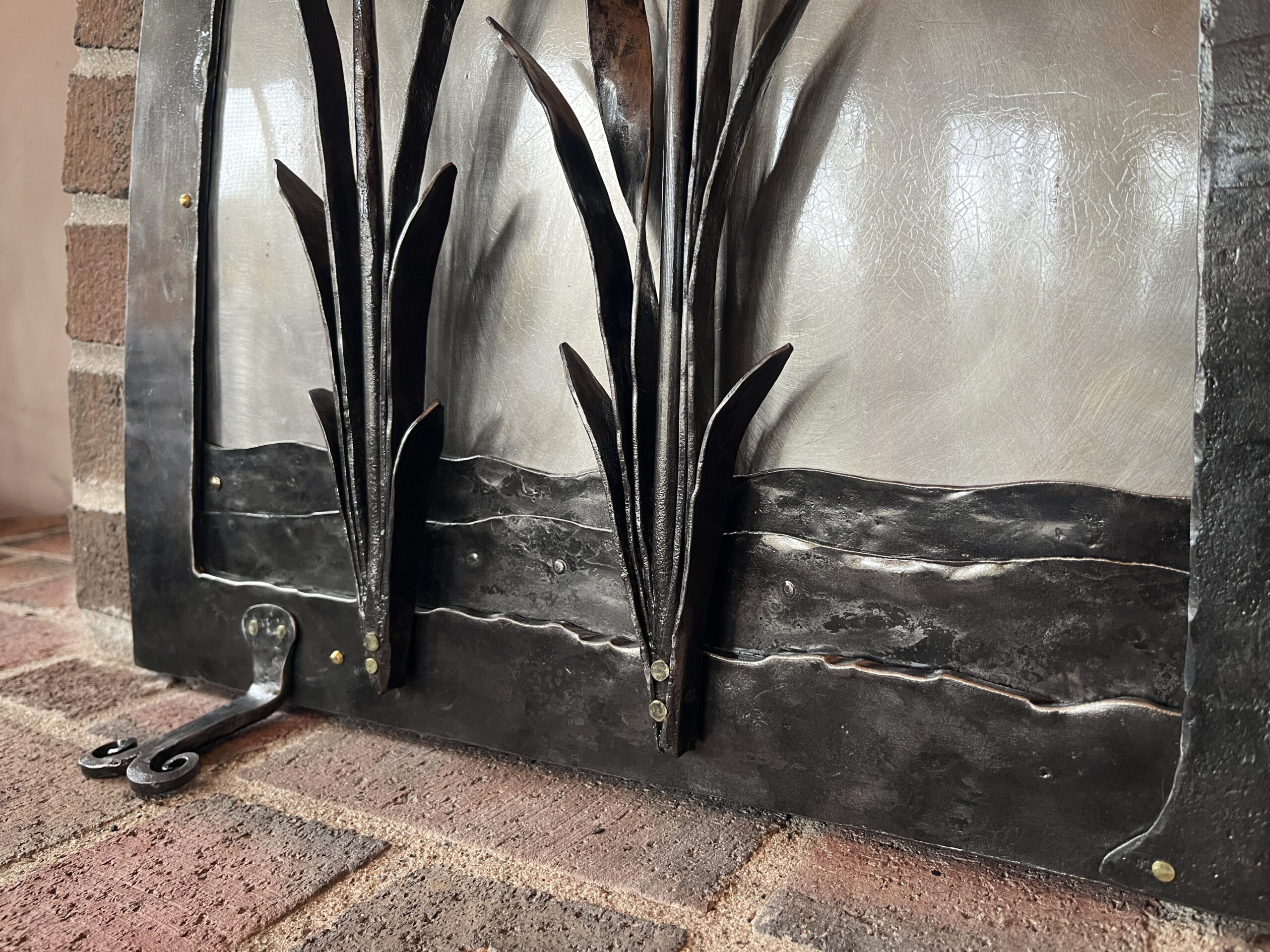 Fireplace cattail forged detail