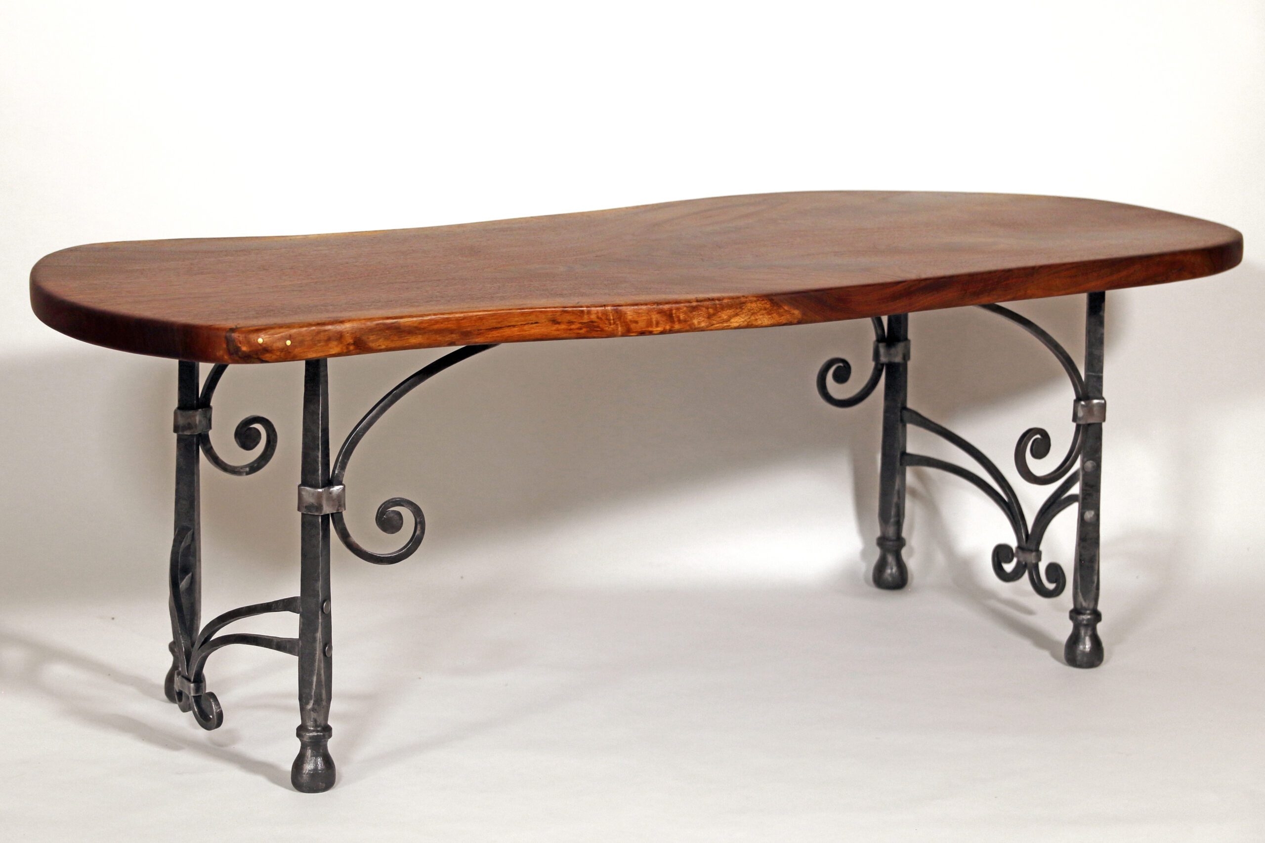 Forged iron walnut coffee table